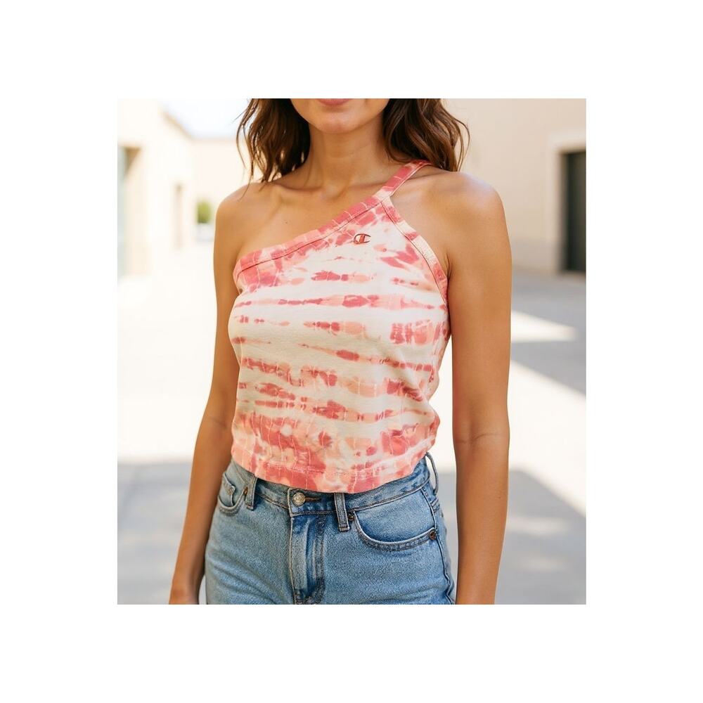 Woman's Champion Everyday Asymmetrical Tie Dye Crop Top Sz M